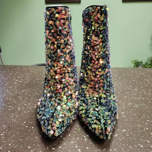 INC Reisa Gold Sequins Dress Booties NWT - Size 7.5 - Picture 4 of 7